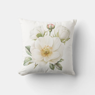 Coussin White Garden Flower Pillow Cover