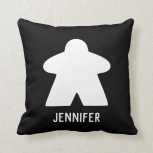 Coussin White Meeple Texte personnalisé Un/Mot