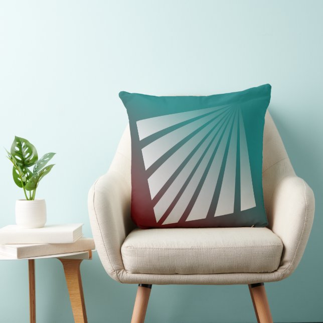 Coussin White rays on burgundy teal (Chaise)