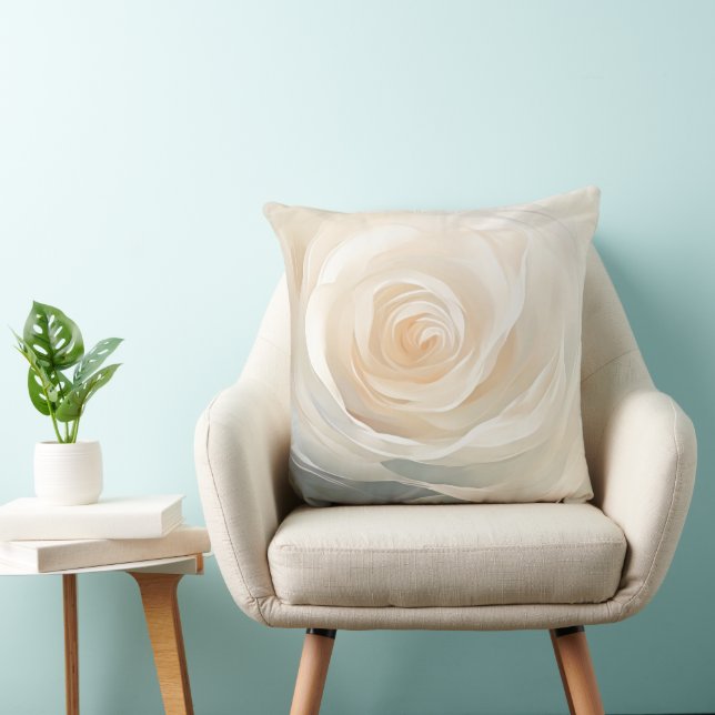 Coussin White rose abstract flower painting (Chaise)