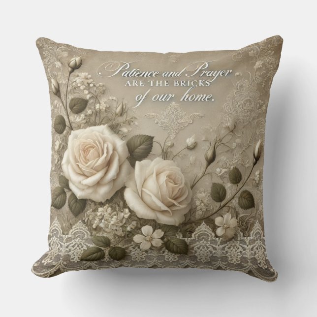 Coussin White Rose Lace IA art (Recto)