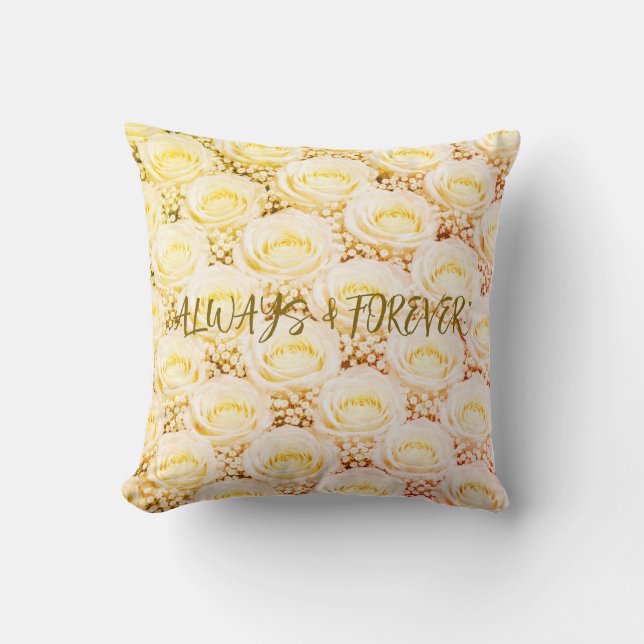 Coussin White Rose Personalized Floral Pillow (Recto)