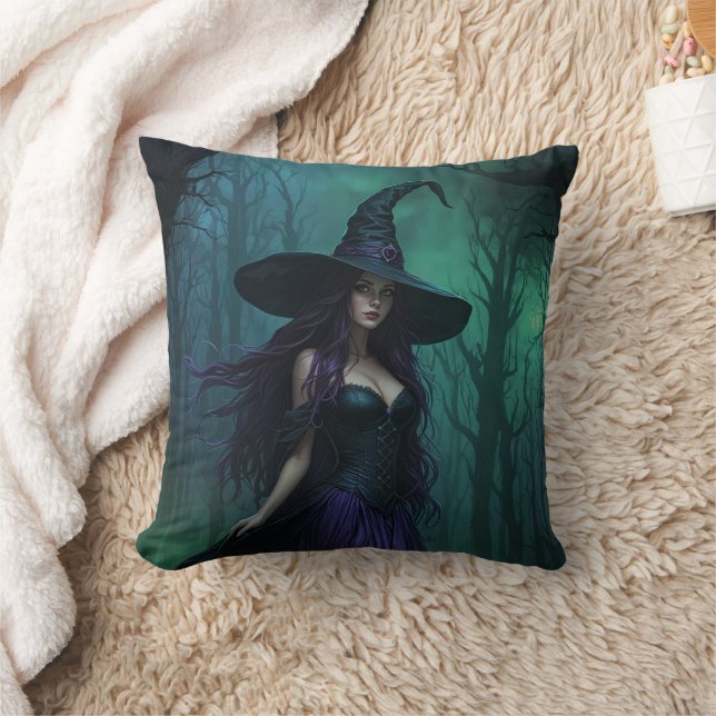 Coussin Wicked Halloween sorcière en violet et noir (Couverture)