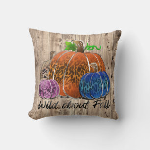 Coussin Wild About Fall Empreintes de léopard Citrouilles