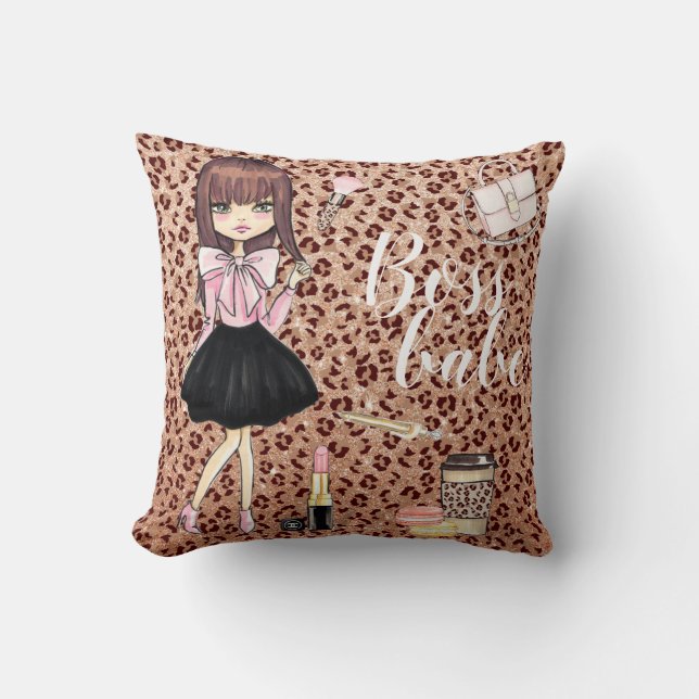 Coussin Wild Glam chef fille Leopard parties scintillant J (Recto)