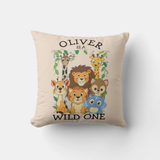 Coussin Wild One Jungle Safari bébé 1er anniversaire migno