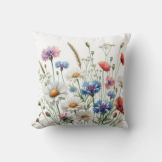 Coussin Wildflower Meadow Botanical Art IlustracióndeP