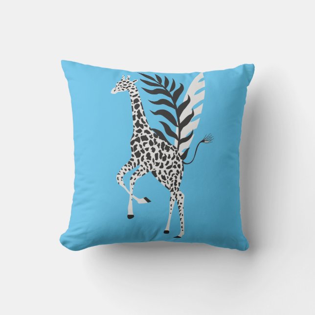 Coussin Wildlife Friendship - Giraffe Blue sky Throw Pillow (Front)