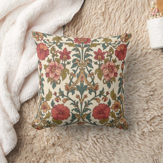 Coussin William Morris Antique Honeysuckle Floral Pattern (Couverture)