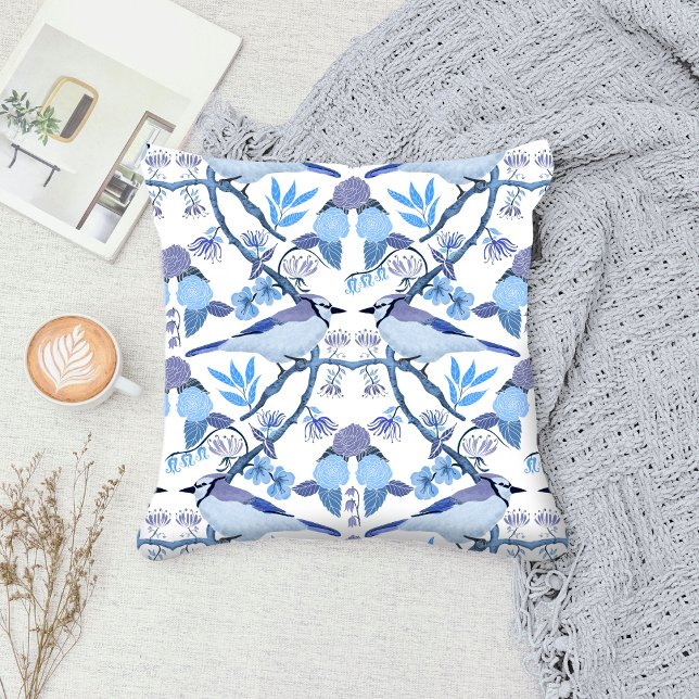 Coussin William Morris Bluejay Inspiré Peri Botanique (Créateur téléchargé)
