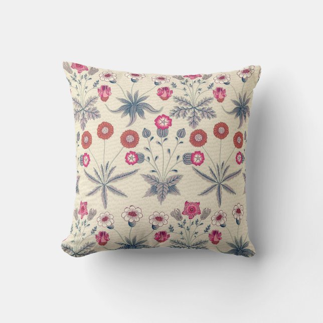 Coussin William Morris Daisy Motif floral Orange rouge (Recto)