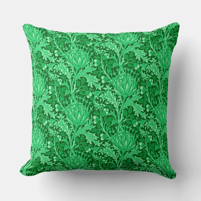 Coussin William Morris Damask, Emerald Green (Recto)