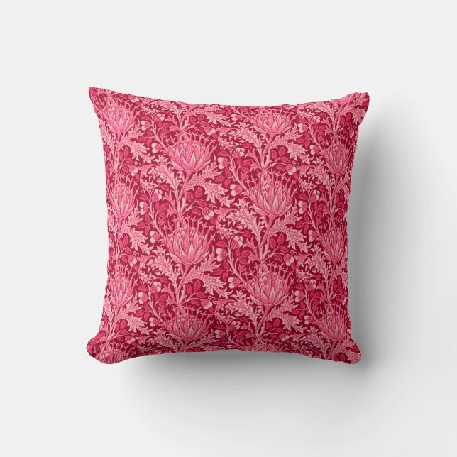Coussin William Morris Damask, Fuchsia Pink (Recto)