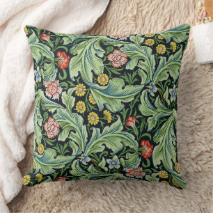Coussin William Morris Fleurs florales Carnation vert rose
