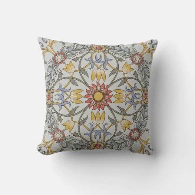 Coussin William Morris Floral Circle Flower Illustration (Recto)