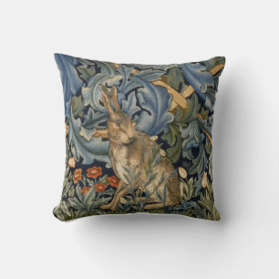 Coussin William Morris Forest Rabbit Floral Art Nouveau