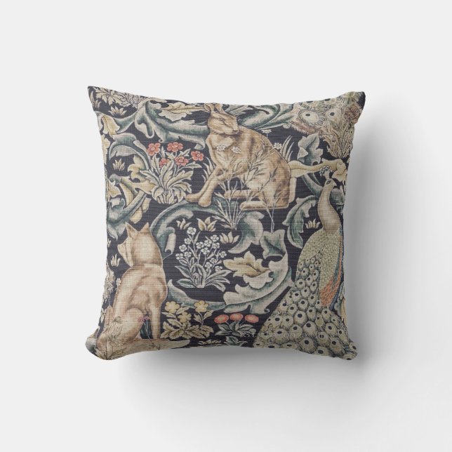 Coussin William Morris Forest Rabbit, Peacock et Fox (Recto)