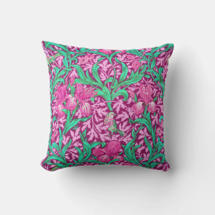Coussin William Morris Irises, Fuchsia Pink and Wine