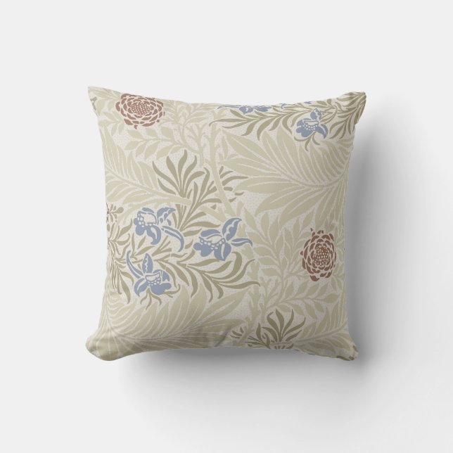 Coussin William Morris Lt Blue & Rust Larkspur Motif (Recto)