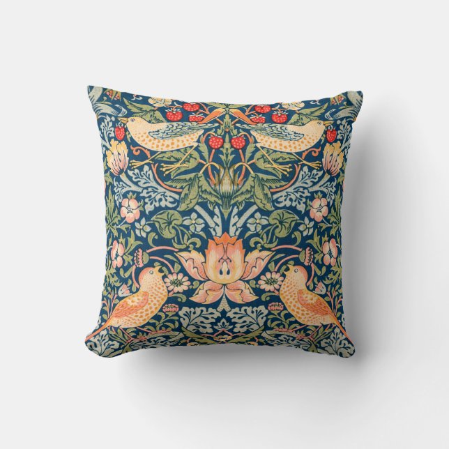 Coussin William Morris Strawberry Thief Design (Recto)