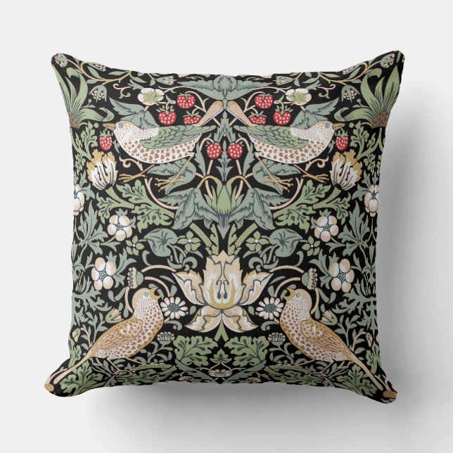 Coussin William Morris Strawberry Thief I Black Birds (Recto)