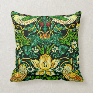 Coussin William Morris Strawberry Thief Vert Et Orange