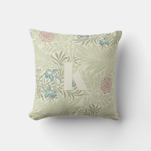 Coussin William Morris Turquoise Bleu et Larkspur rose Mot