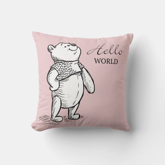 Coussin Winnie l'Ooh | Citation du monde Hello (Recto)