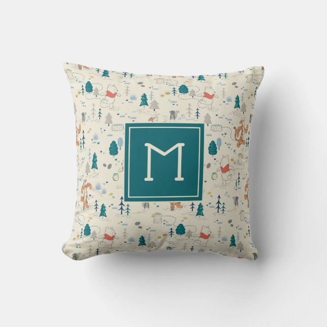 Coussin Winnie l'Ooh | Motif Animaux forestiers (Recto)