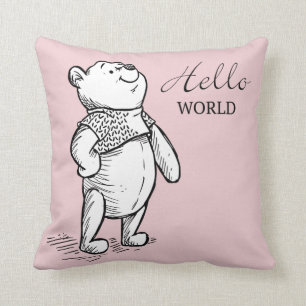 Coussin Winnie l'Ourson  Citation Hello World
