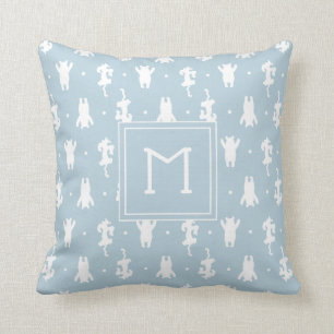 Coussin Winnie l'Ourson  Motif Blue Pastel Polka Dot