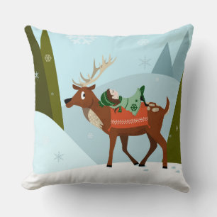 Coussin Winter deand onze in snow Christmas tale fun art