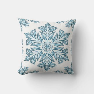 Coussin Winter Sky Blue Snowflake Pillow Cushion