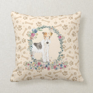 Coussin Wire Haired Fox Terrier Chien Empreinte de patte &