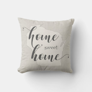 Coussin Wisconsin - Home Sweet Home aspect toile de jute