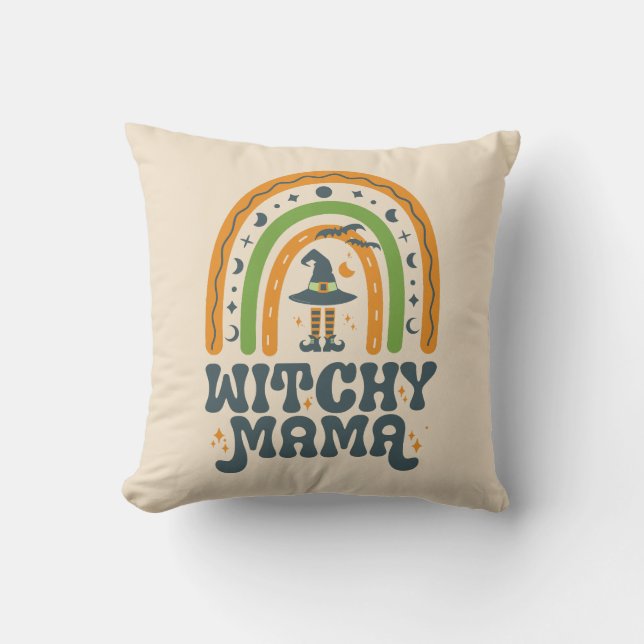 Coussin Witchy Mama Mère Rainbow Super Halloween (Recto)