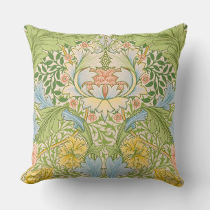 Coussin Wm Morris Myrtle Floral Art Nouveau Pastel