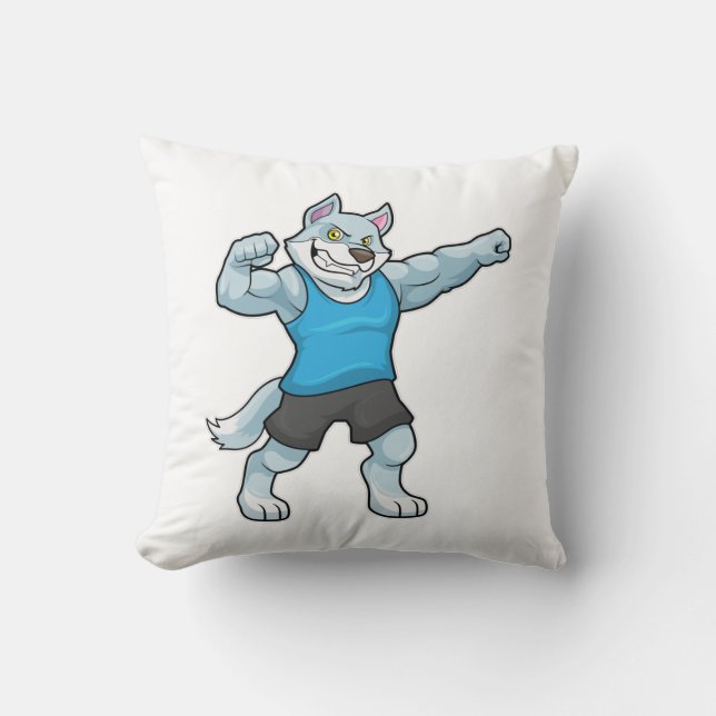 Coussin Wolf comme Bodybuilder avec les gros bras supérieu (Recto)