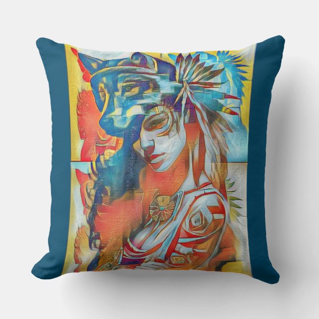 Coussin wolf head girl (Recto)
