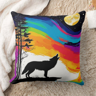 Coussin Wolf Moon Howl Art