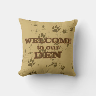 Coussin Wolf Tracks (Bienvenue à notre Den)