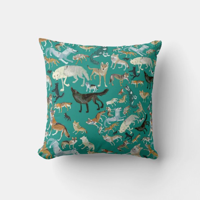 Coussin Wolves of the World green pattern (Recto)