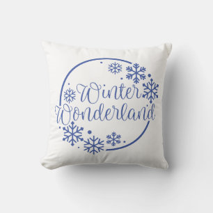 Coussin Wonderland hivernal réversible avec des flocons de