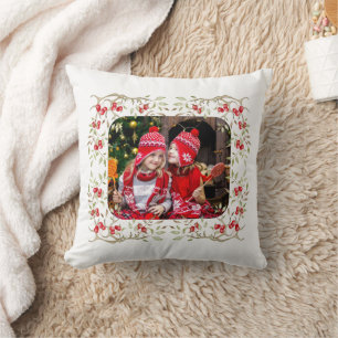 Coussin Woodland Antler et Winter Berry Family Photo