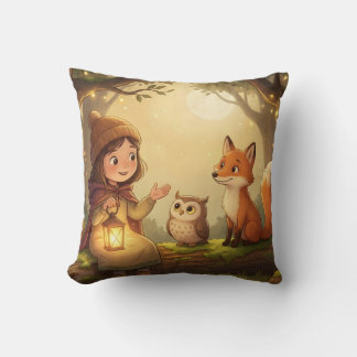 Coussin Woodland Bedtime Story Nursery Throw Pillow