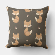 Woodland Fox Throw Pillow – Neutral Nursery Forest