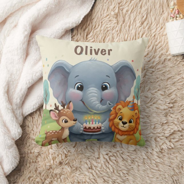 Coussin Woodland Storybook Animals Personalized Birthday (Couverture)