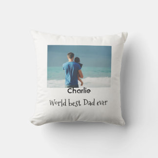 Coussin world best dad ever photo name date simple fathers