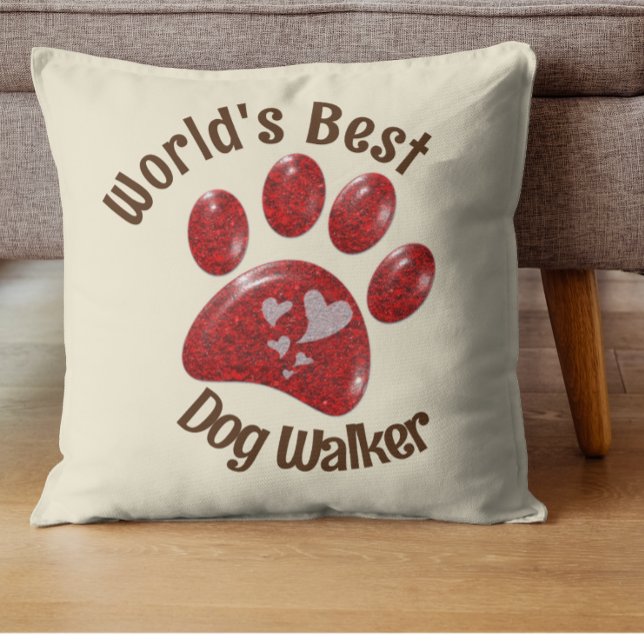 Coussin Worlds Best Dog Walker Empreinte de patte Animal C (Créateur téléchargé)