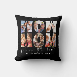 Coussin Wow Maman Citation Modern Black 6 Photo Collage no